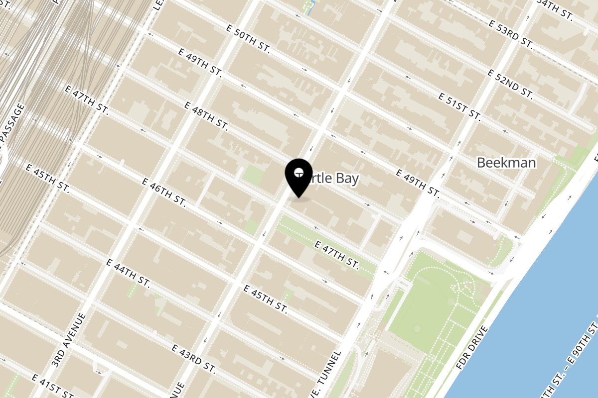 Map showing the location of Pietros - NY on 890 2nd Ave in New York